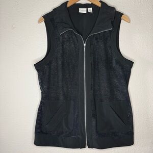 Weekends by Chico’s Mesh Vest Zip Front Casual Black Women’s Sz 10 (Chico’s 1.5)